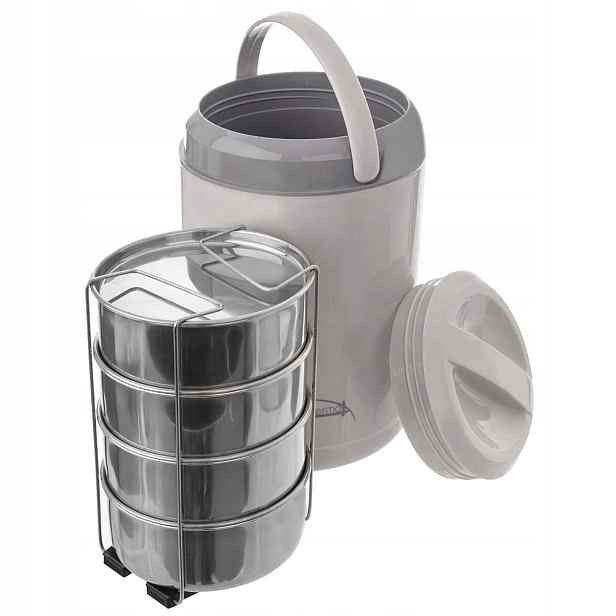 Termos Menážka Obědová Termická Ocelová 4-úrovňová Pevná Orion 4x800 ml