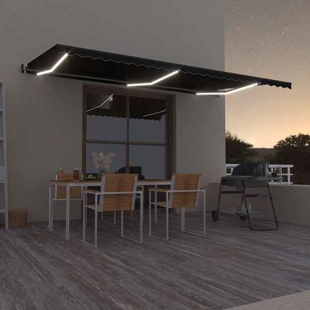 Automatická markýza s LED a senzorem větru 450x350 cm Dekorhome Antracit