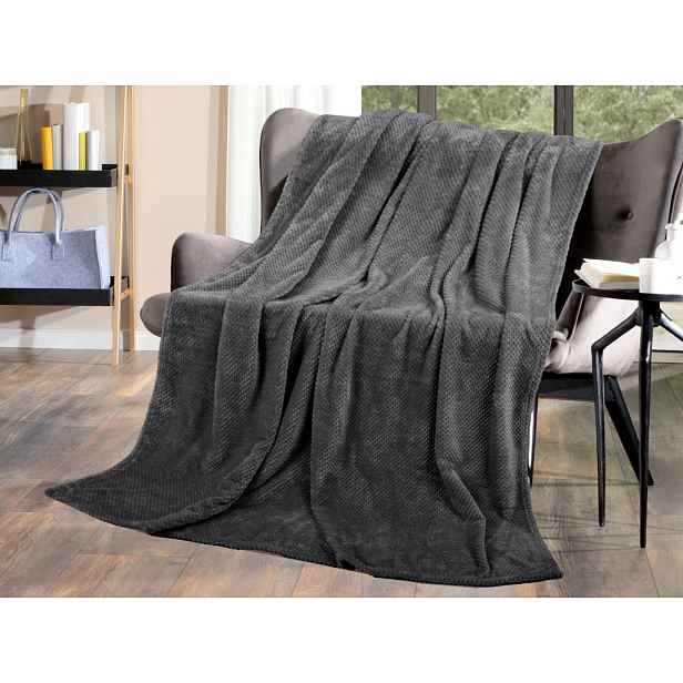Flanelová deka Cashmere Dots 150x200 cm, antracitová