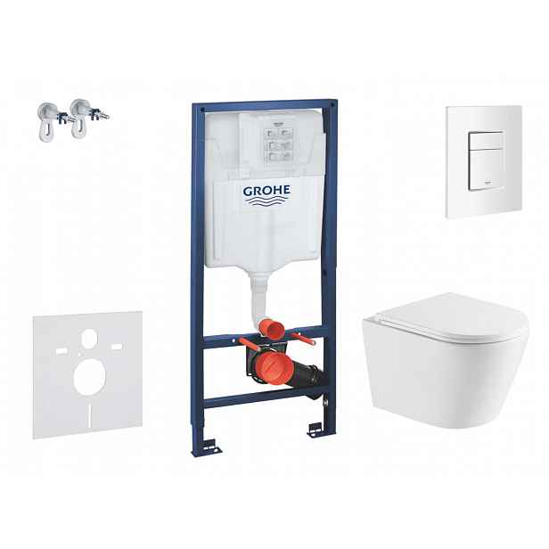 Grohe Rapid SL - Set předstěnové instalace, klozetu Nefia a sedátka softclose, tlačítko Skate Cosmopolitan, alpská bílá SANI11BA3112