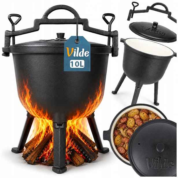 Litinový smaltovaný kotlík hrnec na pečenky, praženky, dušené pokrmy 10 l