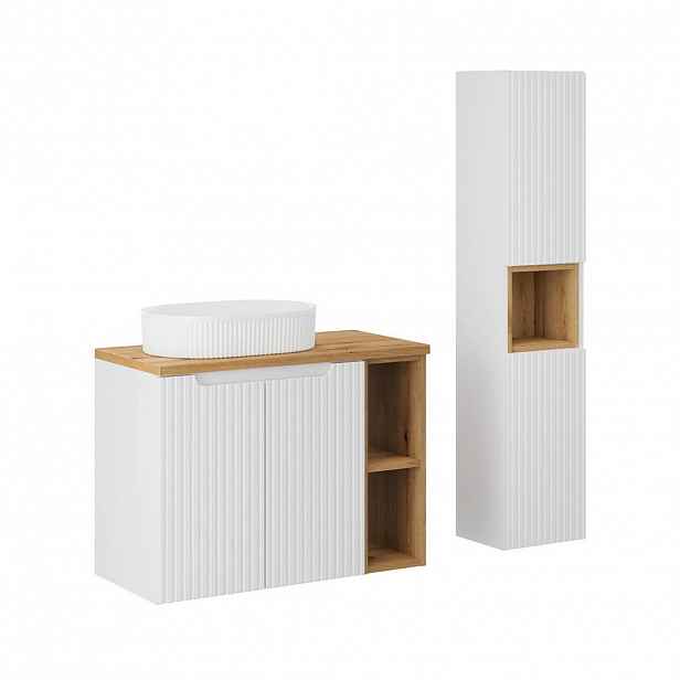 Petits-meubles KOUPELNOVÝ NÁBYTEK 80.4cm Riva 2er-Set Bílá a dřevo