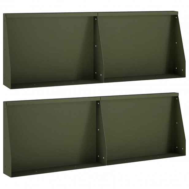 vidaXL Opěrná zeď 4 ks 60 x 12 x 40 cm Ocel Olivově zelená
