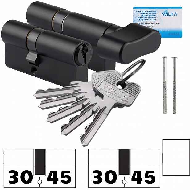 Vložka do zámku Wilka 30/45 30/45G kl. C černá Knoflík od 45