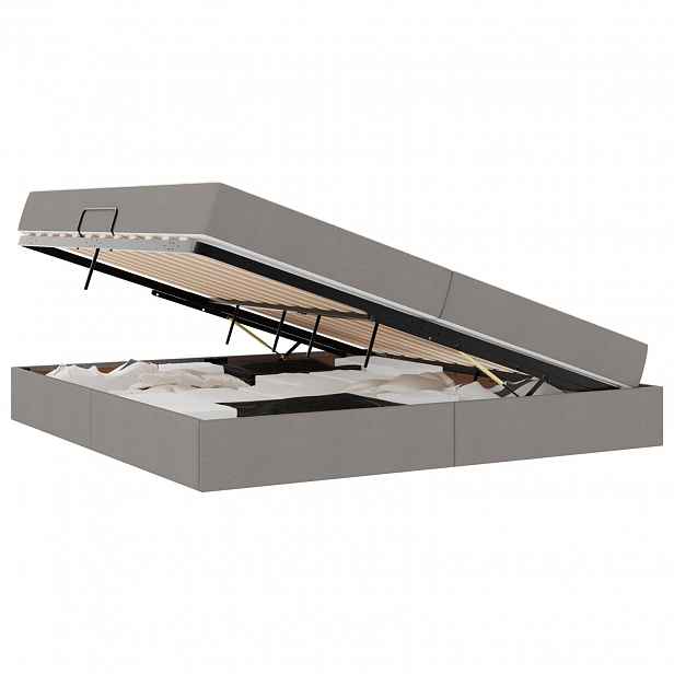 vidaXL Postel s úložným prostorem a matrací Taupe 200 x 200 cm