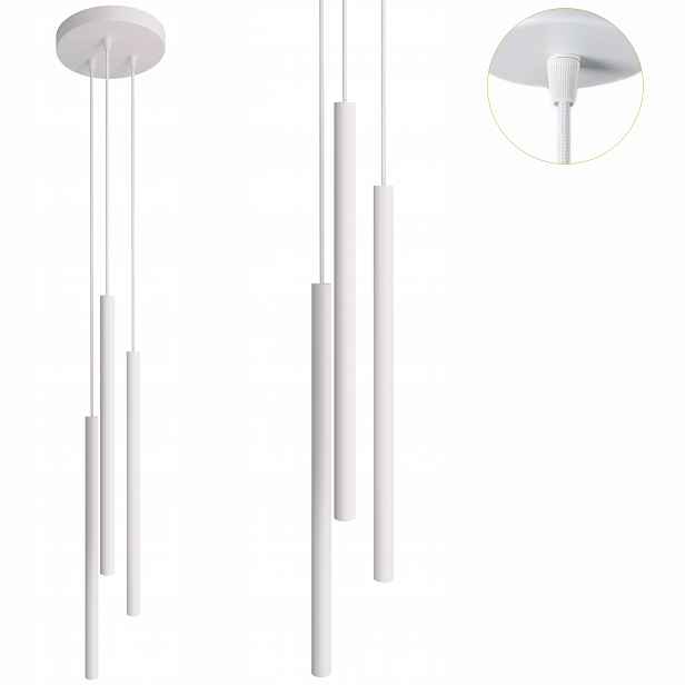 Bílá převislá kovová lampa 125 cm 3xG9 Převis moderní styl Modi Loft