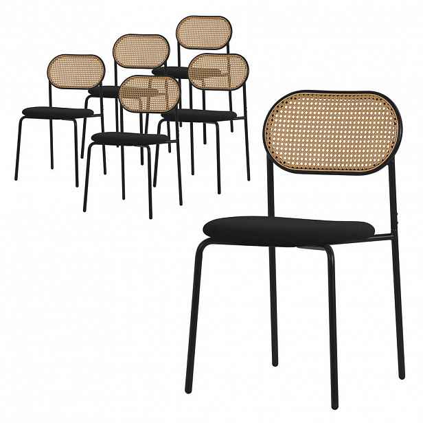 ML-DESIGN JÍDELNÍ ŽIDLE 6 kusů, černý ratan