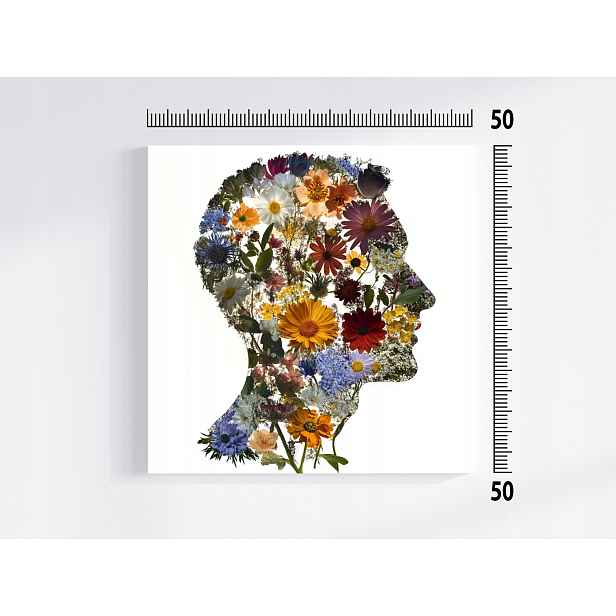 Obraz Na Plátně Canvas Portrét Profil Chlapec Muž Květiny 50x50