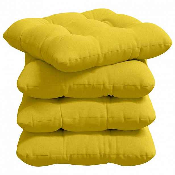 vidaXL Polštáře na sedadla 4 ks Textil Světlá žlutá 45 x 45 x 12 cm