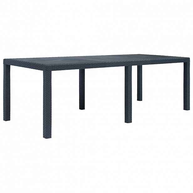 vidaXL Zahradní stůl antracitový 220x90x72 cm plastový ratanový vzhled