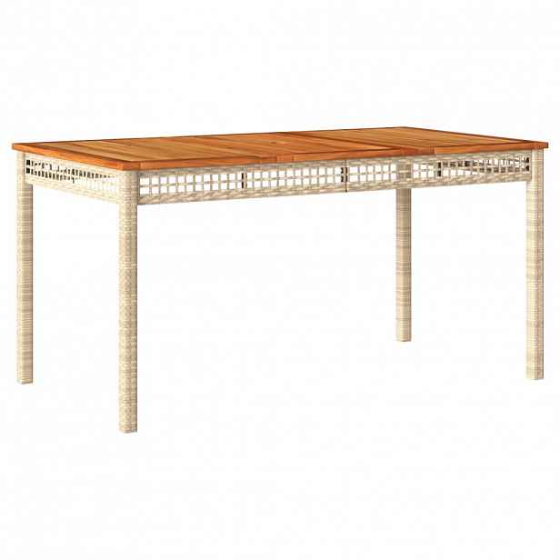 vidaXL Zahradní stůl béžový 140 x 80 x 75 cm polyratan akáciové dřevo