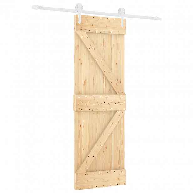 vidaXL Posuvné dveře Přírodní a bílá 70 x 210 cm Masivní borové dřevo