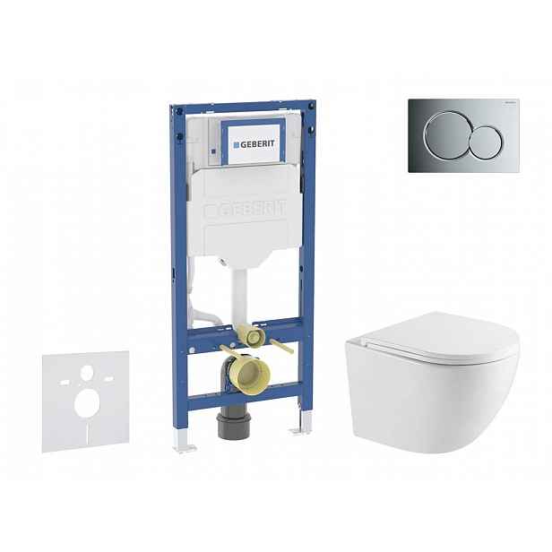Geberit Duofix - Set předstěnové instalace, klozetu Oudee a sedátka softclose, tlačítko Sigma01, lesklý chrom SANI11CA1158
