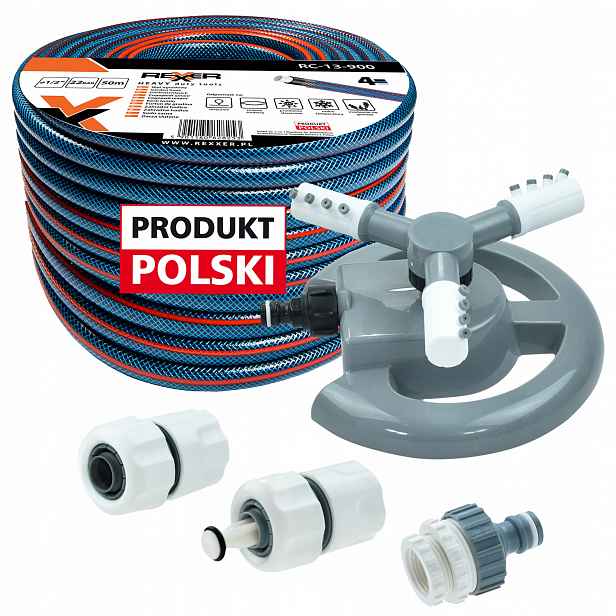 Hadice 1/2" 50 M 4 Vrstvá Spojky Zavlažovač Polský