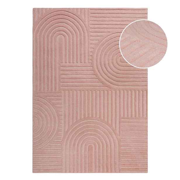 Růžový vlněný koberec Flair Rugs Zen Garden, 160 x 230 cm