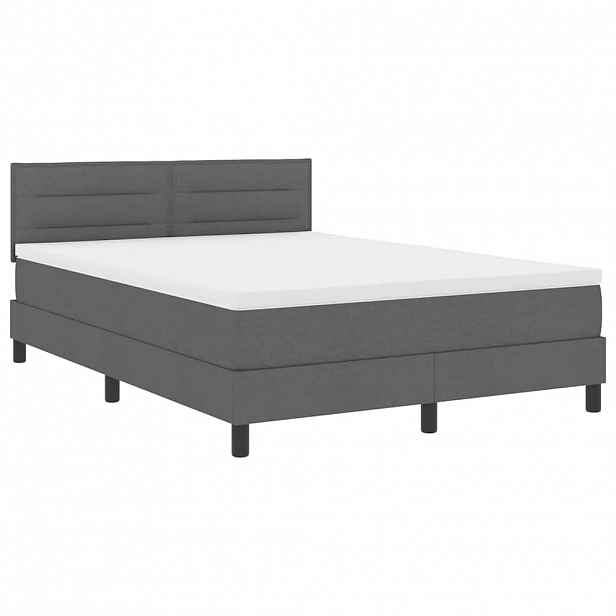 vidaXL Postel s boxspringem s LED pásky Tmavě šedá 140 x 200 cm textil