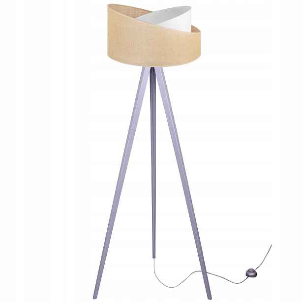 Podlahová Lampa Trojnožka Dřevo Stínidlo Juta 45 CM