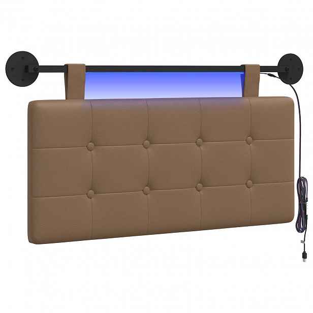vidaXL Závěsné čelo postele S LED osvětlením Cappuccino Umělá kůže
