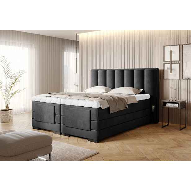 Boxspringová polohovací postel 140x200 VERION - antracitová