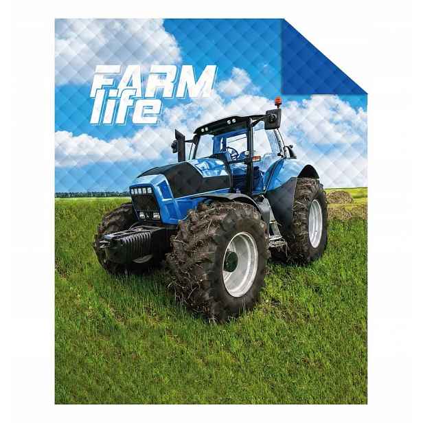 Detexpol Přehoz na postel Traktor blue farm Polyester, 170/210 (DL-555930)