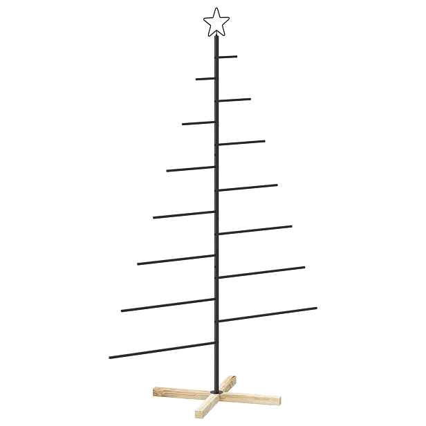 vidaXL Kovový vánoční stromek se stojanem KUOPIO 180 cm Ocel Černá