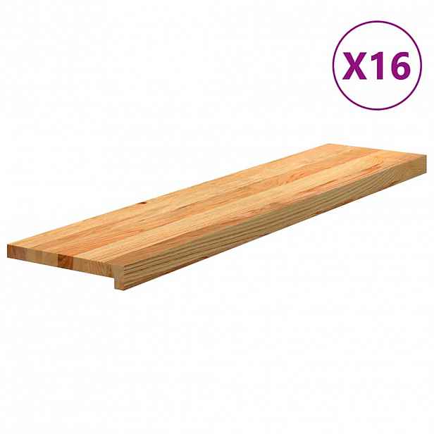 vidaXL Nášlapy na schody 16 ks světle hnědé 110x25x2 cm masivní dub