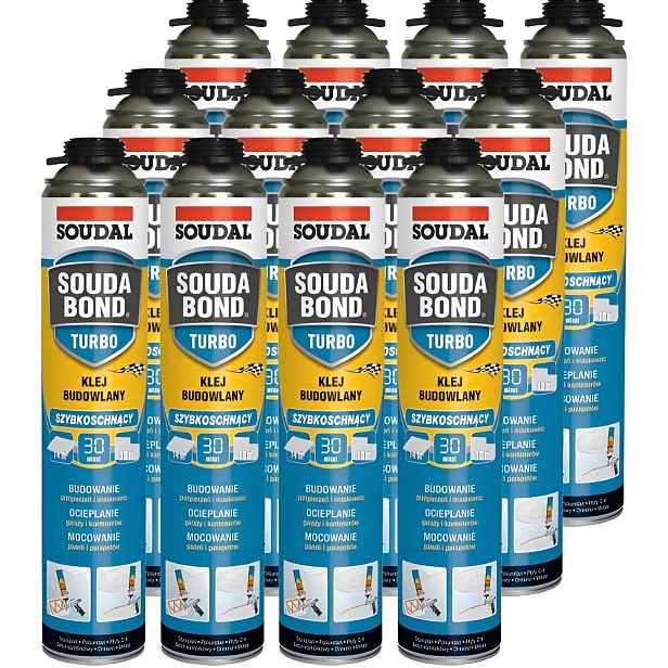 12 Ks – Soudal rychlé pěnové lepidlo na stavbu Soudabond Easy Turbo 750 ml