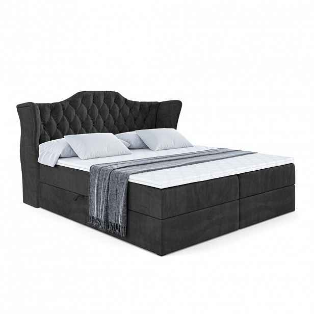 ALTDECOR AMERICKÁ postel s matrací H4 a lamelovým roštem – VILA – 180 × 200 cm – H4 – černá