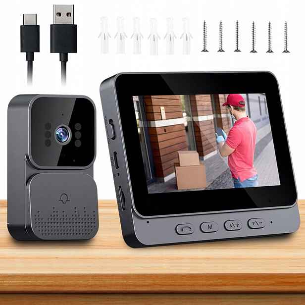 Bezdrátový Videozvonek 2.4G – Černý Bez Wifi 4.3" Ips Noční Vidění