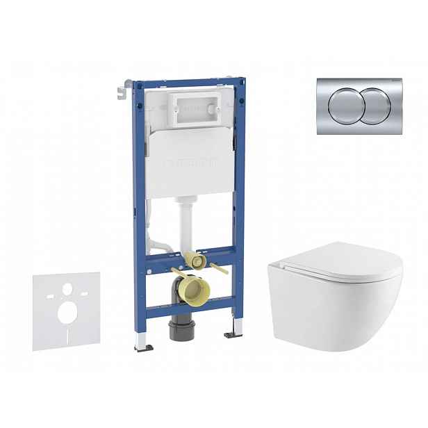 Geberit Duofix - Set předstěnové instalace, klozetu Oudee a sedátka softclose, tlačítko Delta01, lesklý chrom SANI11CA1160