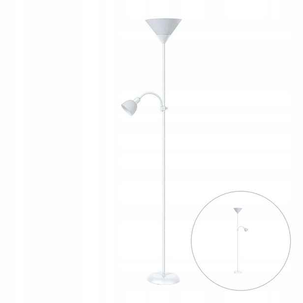 Klasická stojací podlahová lampa E27, kovová, bílá, do obývacího pokoje Action Rabalux