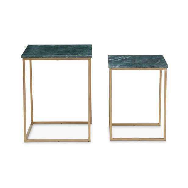 Odkládací stolky v sadě 2 ks s mramorovou deskou  40x40 cm Mandoli – Premier Housewares