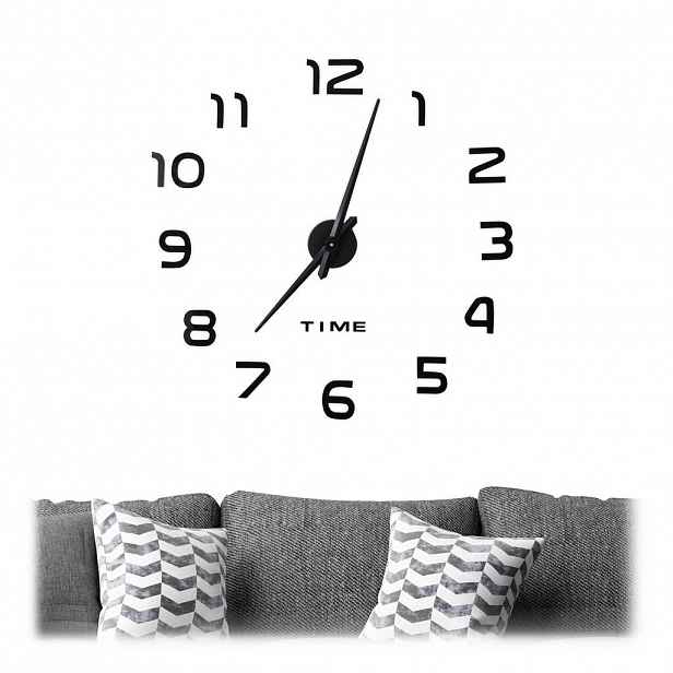 Relaxdays HODINY černé nástěnné DIY samolepicí 3D číslice