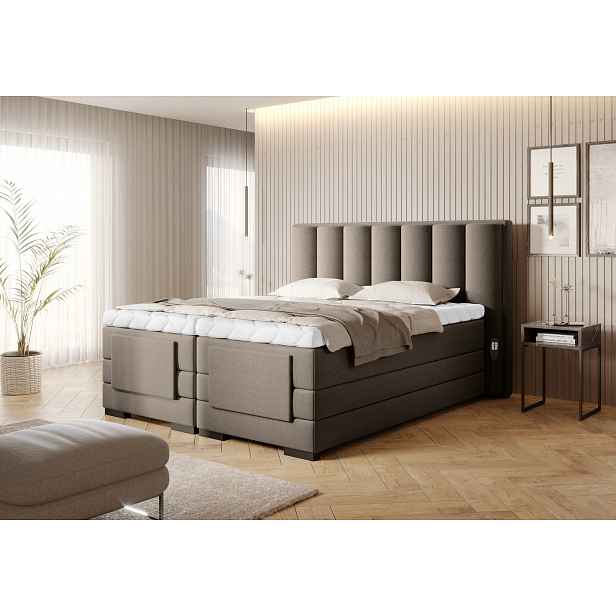 Boxspringová polohovací postel 140x200 VERION - světle béžová