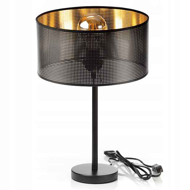 Noční Lampa Stolní S Stínítkem A Dírkou Kabinet 30 CM Led Zlatá Černá Loft