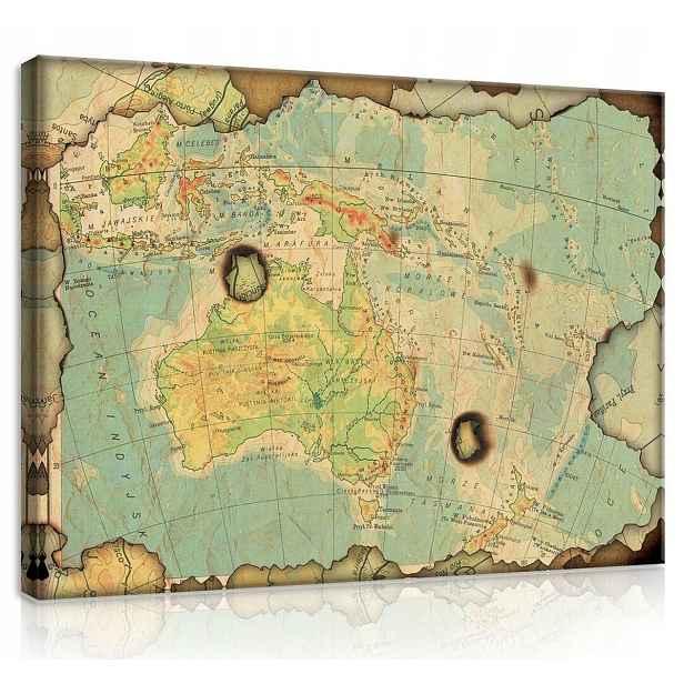 Obraz Na Plátně Canvas 80x60 Mapa Austrálie Geografie Věda Škola