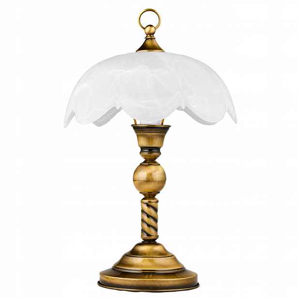 Stolní lampa Jupiter Patina Bílé sklo 1xE27 40cm Stolní lampa