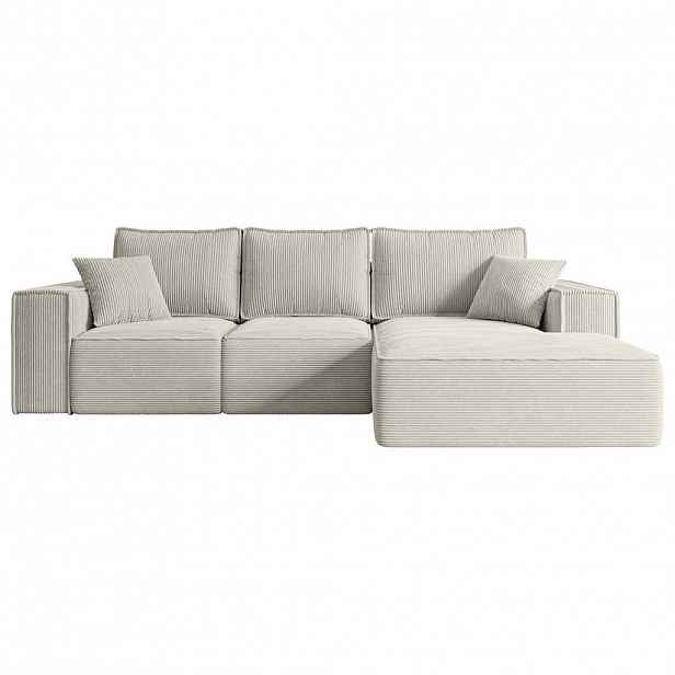 ALTDECOR ROHOVÁ SEDACÍ SOUPRAVA s funkcí lůžka a úložným prostorem SERRA-L-S – 266 x 161 x 87 cm, krémový manšestr
