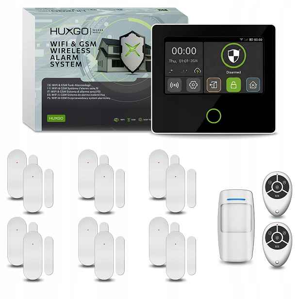 Bezdrátový alarm WiFi Gsm 4G s aplikací Tuya, Huxgo HXA502 4G B