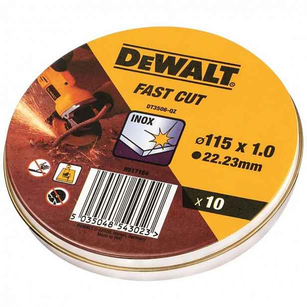 DeWALT - Řezný kotouč na kov 115x22,5 mm, 10 ks DT3506