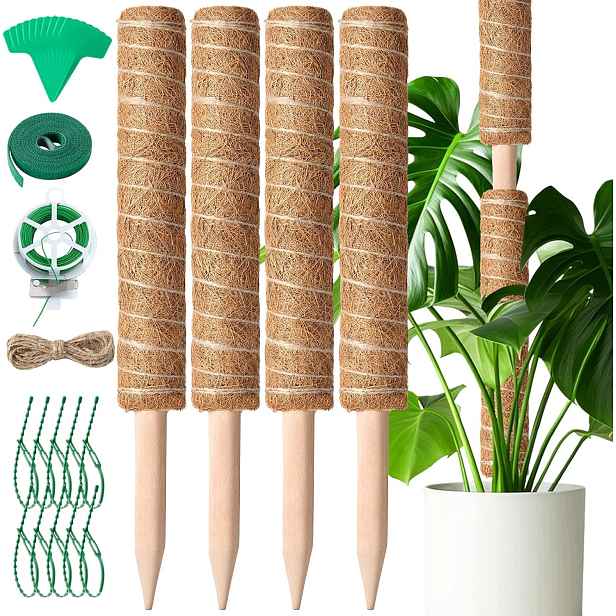 Kokosové Sloupky Pro Rostliny 4 Ks 41 CM, Podpěrné Kůly Monstera Pro Popínavé Rostliny