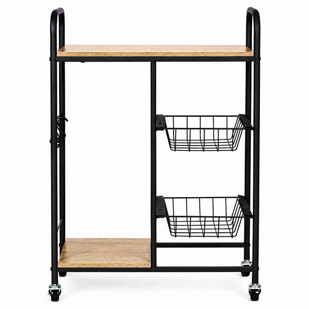 Mobilní Kovový Regál S Melaminem, 2 Koše, 4 Háčky Modernhome