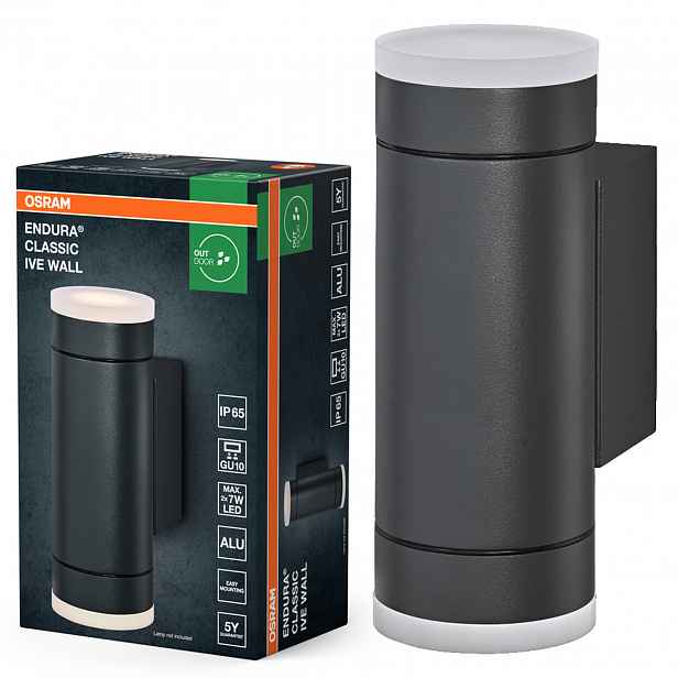Zahradní nástěnné svítidlo Venkovní fasádní lampa GU10 Šedá IP65 Endura Osram