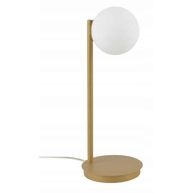 Noční lampa moderní dekorativní zlatá béžová se skleněnou bílou koulí Sigma