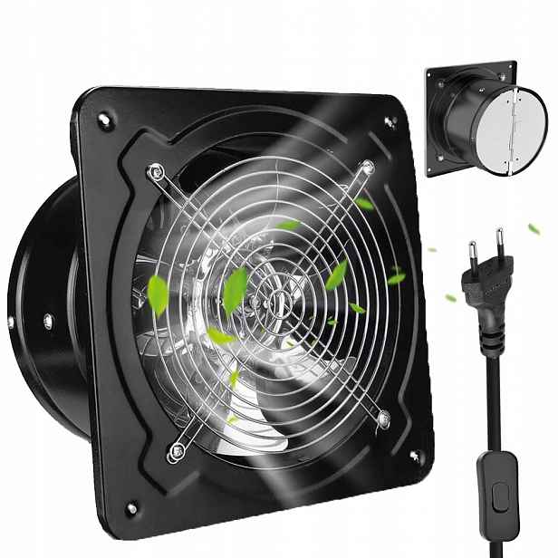 Kuchyňský Odtahový Ventilátor Do Koupelny 150 MM, Tichý Provoz, Černý