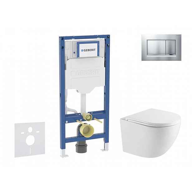 Geberit Duofix - Set předstěnové instalace, klozetu Oudee a sedátka softclose, tlačítko Sigma20, lakovaný chrom mat/chrom SANI11CA2103