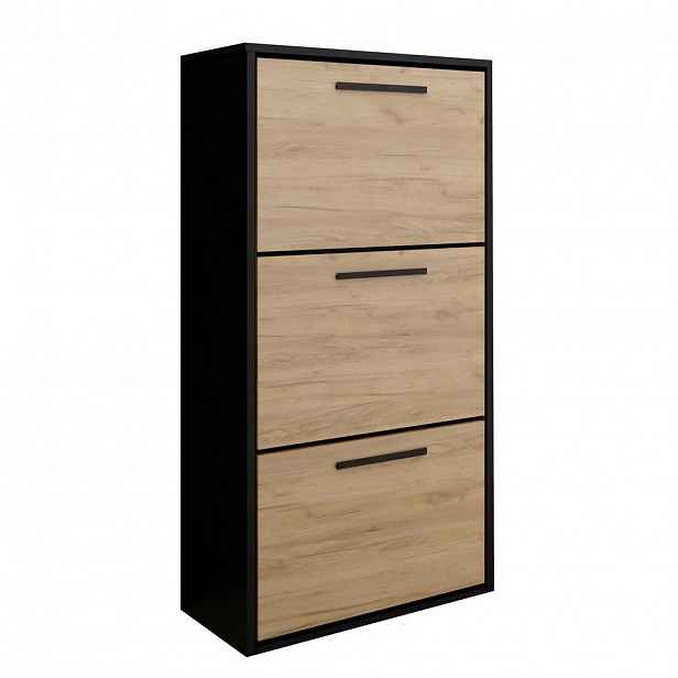 Kier Furniture BOTNÍK ASPER Černá & Dub Craft