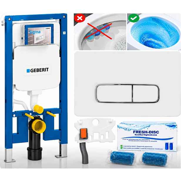 Rám pro Wc Geberit Duofix Slim 8 cm UP720 tlačítko bílý Moha Fresh-disc