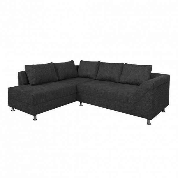 P & B ROHOVÁ SEDAČKA, textil, kompozitní dřevo, černá