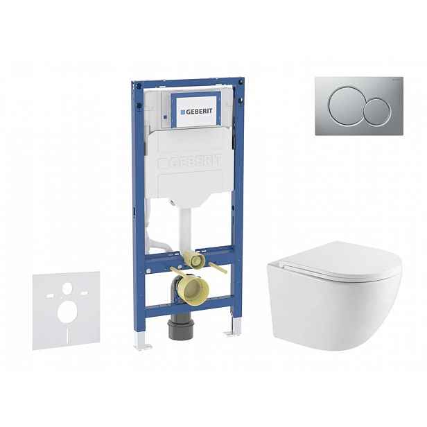 Geberit Duofix - Set předstěnové instalace, klozetu Oudee a sedátka softclose, tlačítko Sigma01, lakovaný matný chrom SANI11CA2104
